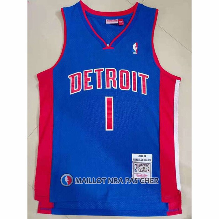 Maillot Detroit Pistons Chauncey Billups NO 1 Mitchell & Ness 2003-04 Bleu